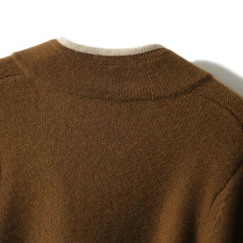 Cardigan Damen braun mit Knopfdesign und Taschen - 9 - Atelier-Zofia