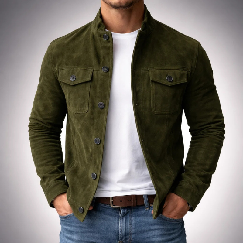 Jacke Herren braun tailliert mit praktischen Taschen - 1 - Atelier-Zofia