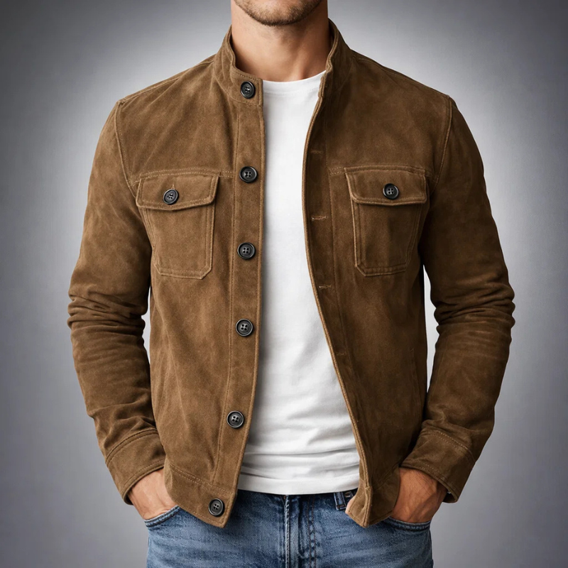 Jacke Herren braun tailliert mit praktischen Taschen - 2 - Atelier-Zofia