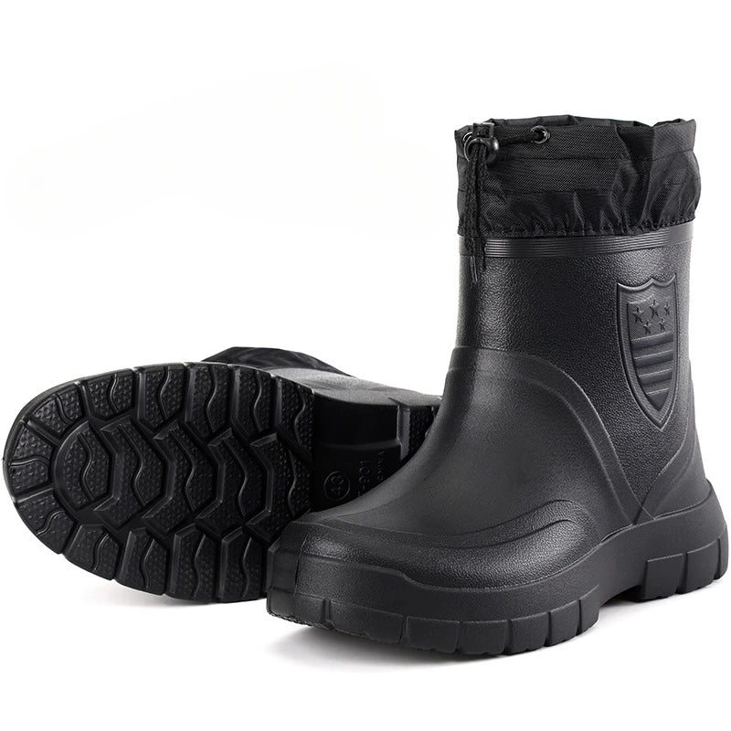 Herrenstiefel schwarz mit rutschfester Sohle und verstellbarem Schaft - 2 - Atelier-Zofia