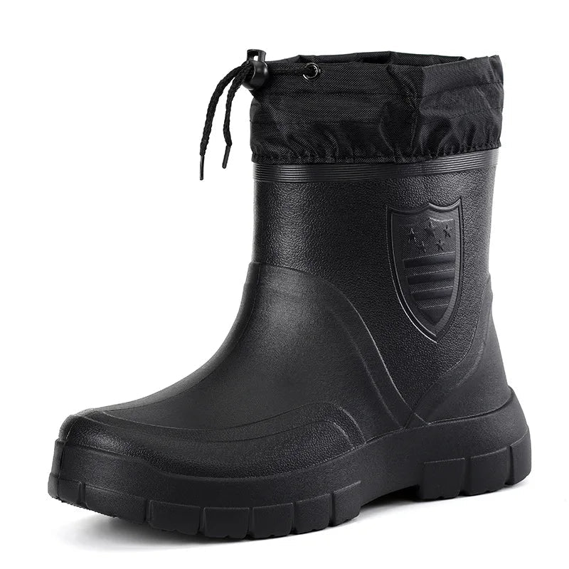 Herrenstiefel schwarz mit rutschfester Sohle und verstellbarem Schaft - 3 - Atelier-Zofia