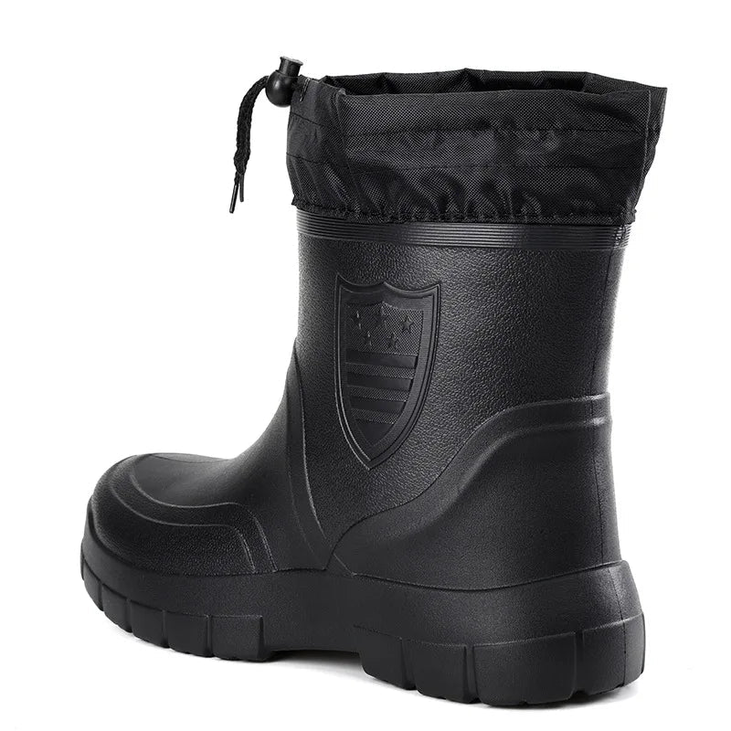 Herrenstiefel schwarz mit rutschfester Sohle und verstellbarem Schaft - 4 - Atelier-Zofia