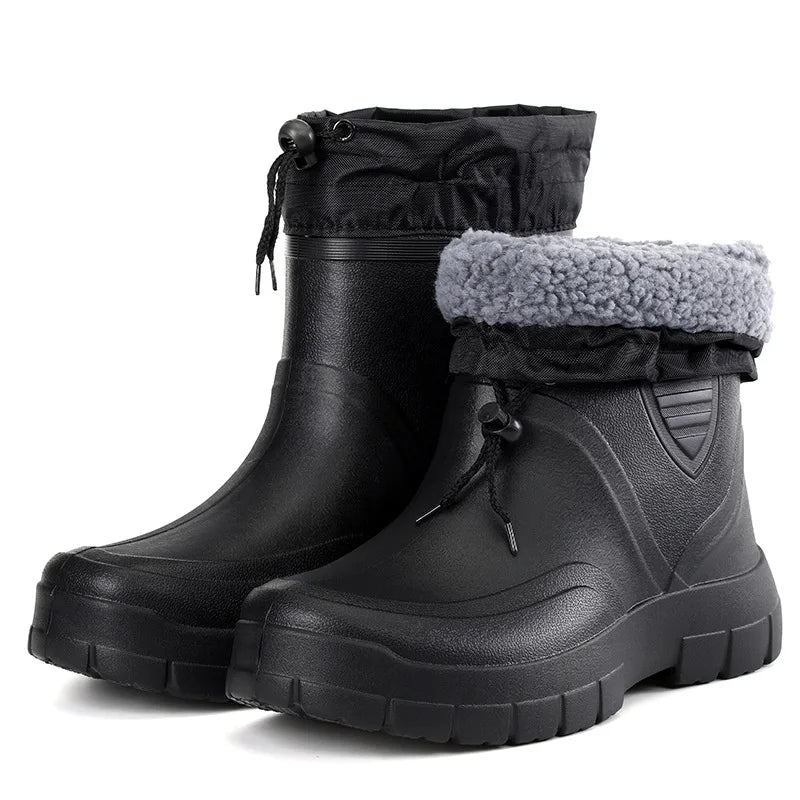 Herrenstiefel schwarz mit rutschfester Sohle und verstellbarem Schaft - 5 - Atelier-Zofia