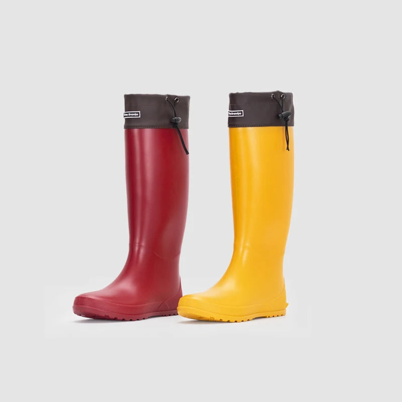 Gummistiefel Damen rot und gelb mit hohem Schaft - 1 - Atelier-Zofia