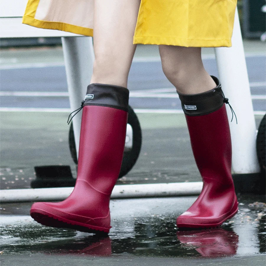 Gummistiefel Damen rot und gelb mit hohem Schaft - 2 - Atelier-Zofia