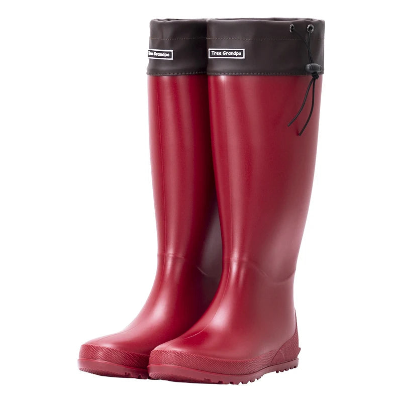 Gummistiefel Damen rot und gelb mit hohem Schaft - 6 - Atelier-Zofia