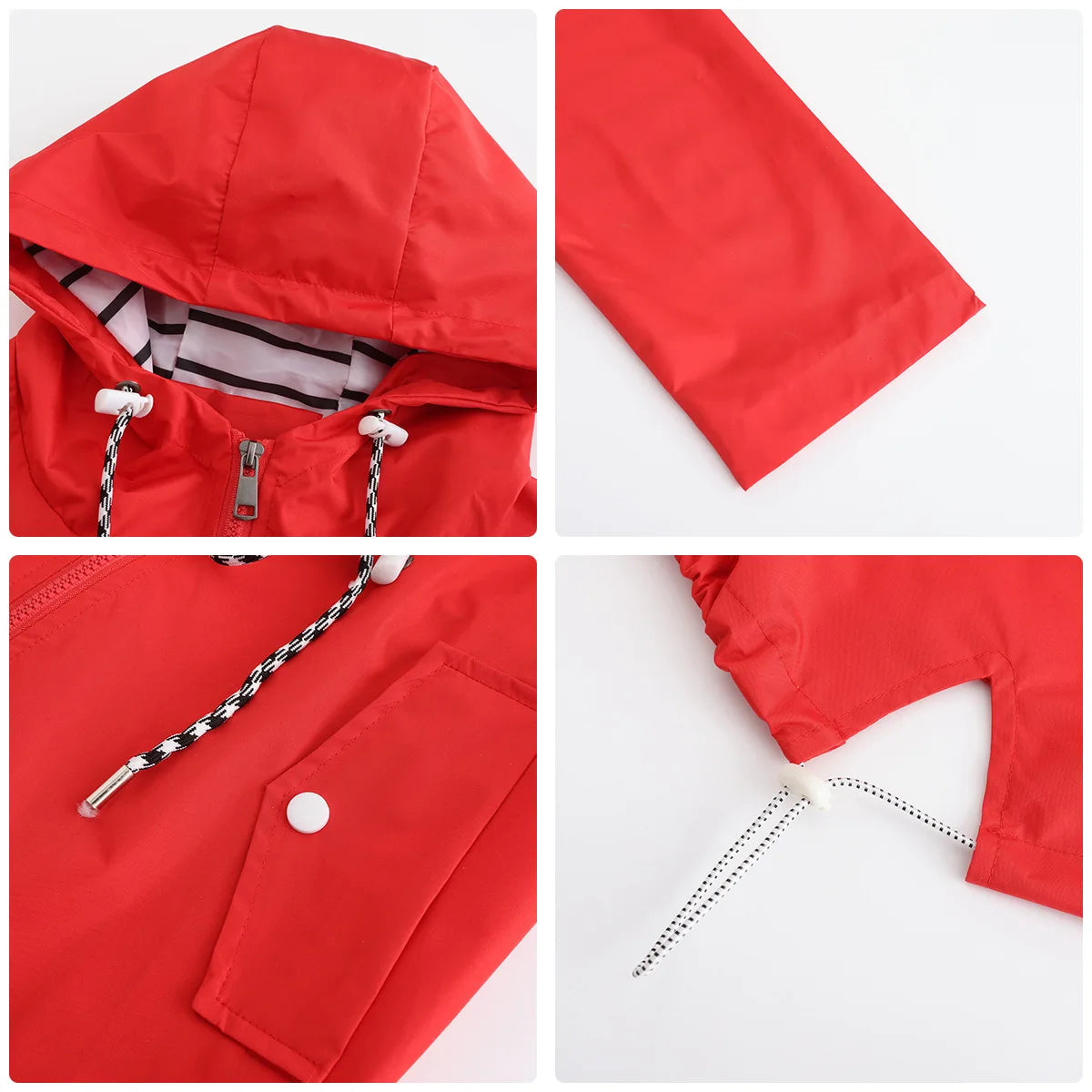 Jacke Damen rot tailliert mit Kapuze und verstellbarem Taillenzug - 3 - Atelier-Zofia