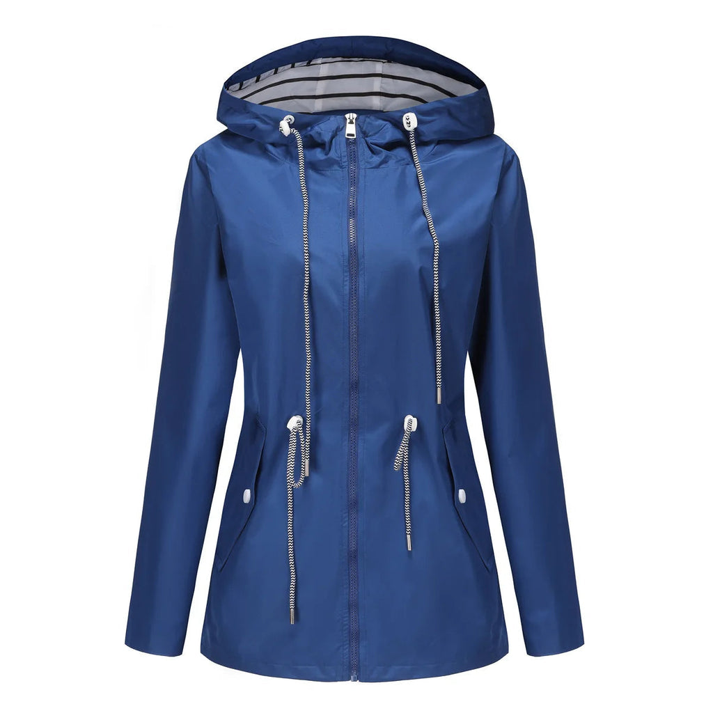 Jacke Damen rot tailliert mit Kapuze und verstellbarem Taillenzug - 4 - Atelier-Zofia