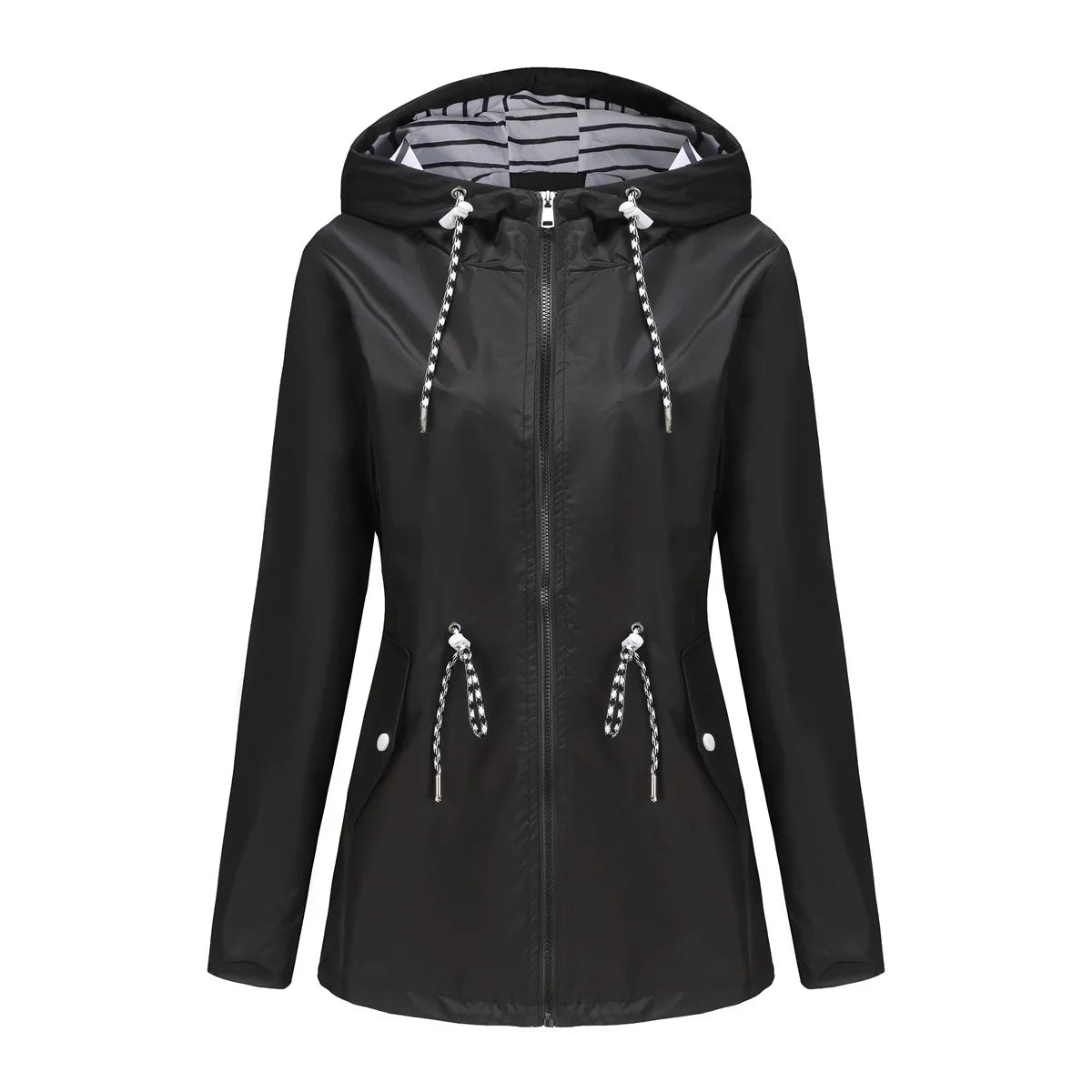 Jacke Damen rot tailliert mit Kapuze und verstellbarem Taillenzug - 5 - Atelier-Zofia