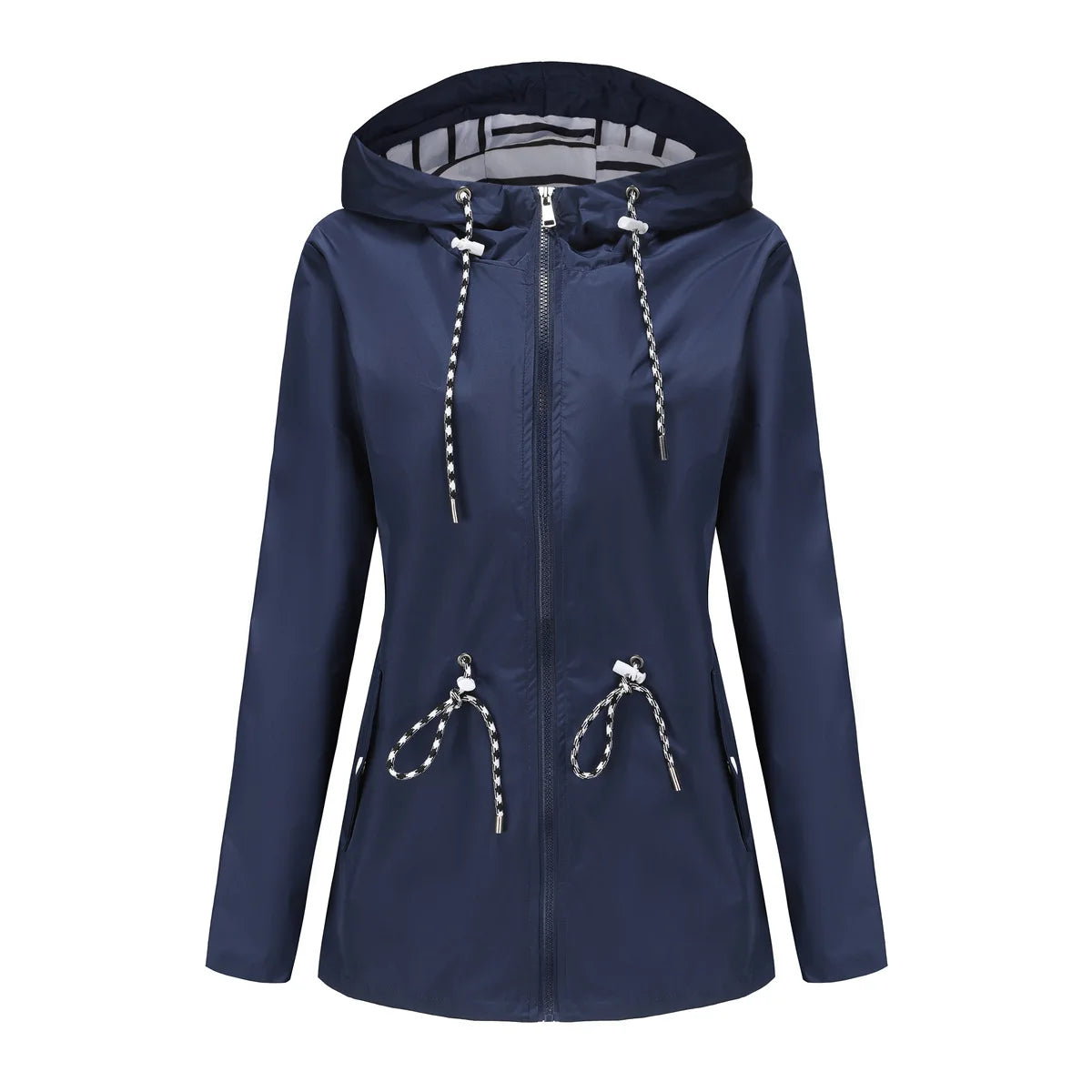 Jacke Damen rot tailliert mit Kapuze und verstellbarem Taillenzug - 7 - Atelier-Zofia