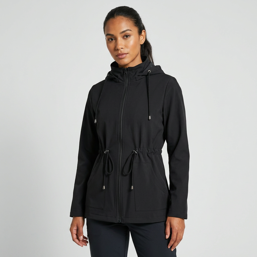 Jacke Damen rot tailliert mit Kapuze und verstellbarem Bund - 3 - Atelier-Zofia