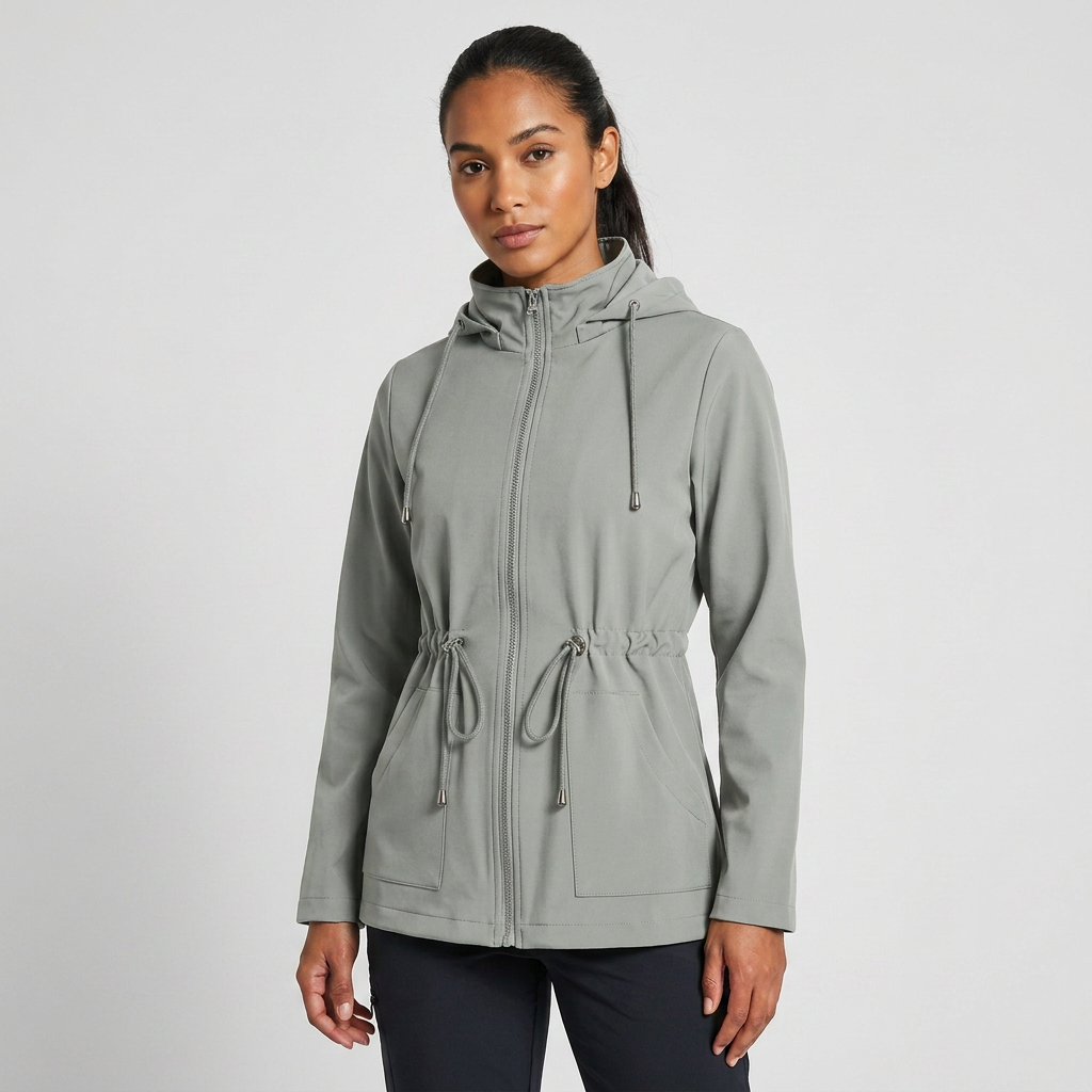 Jacke Damen rot tailliert mit Kapuze und verstellbarem Bund - 4 - Atelier-Zofia