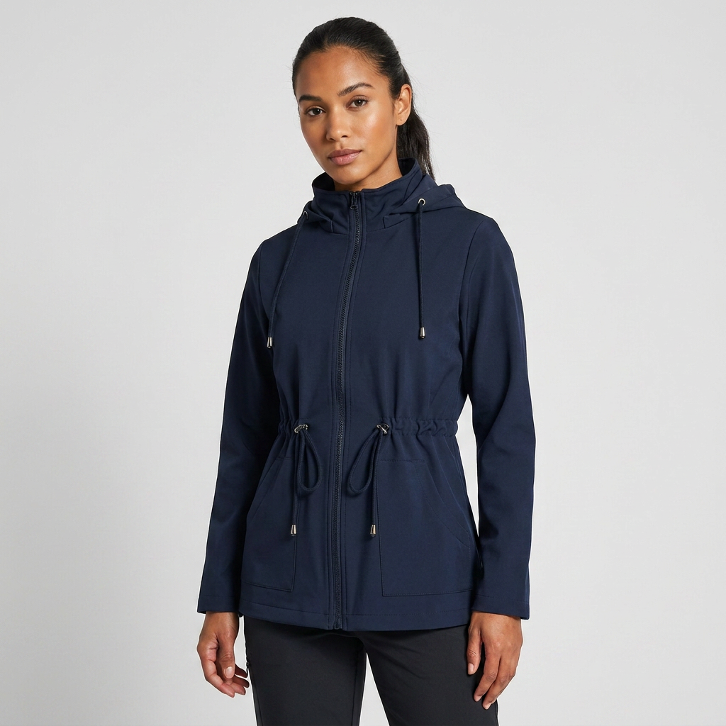 Jacke Damen rot tailliert mit Kapuze und verstellbarem Bund - 5 - Atelier-Zofia
