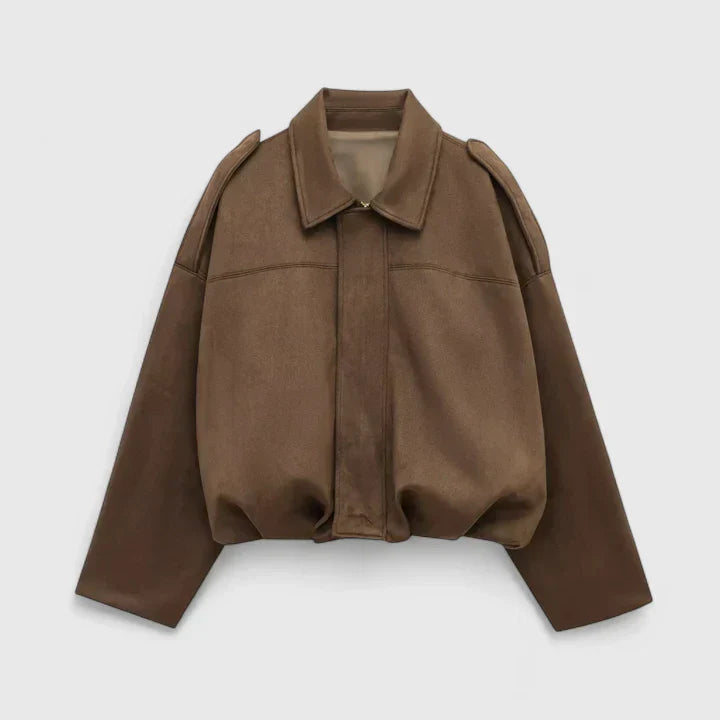 Jacke Damen braun mit weitem Schnitt und praktischen Details - 3 - Atelier-Zofia