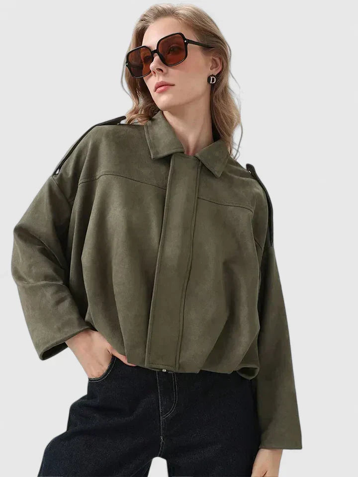 Jacke Damen braun mit weitem Schnitt und praktischen Details - 5 - Atelier-Zofia