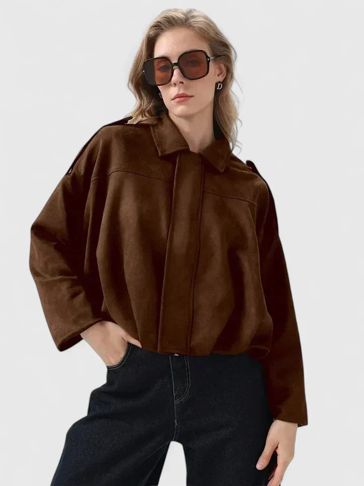 Jacke Damen braun mit weitem Schnitt und praktischen Details - 6 - Atelier-Zofia