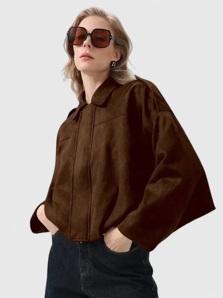 Jacke Damen braun mit weitem Schnitt und praktischen Details - 7 - Atelier-Zofia