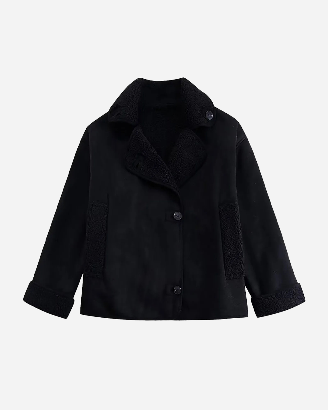 Jacke Damen braun lässig mit breitem Kragen und Taschen - 9 - Atelier-Zofia