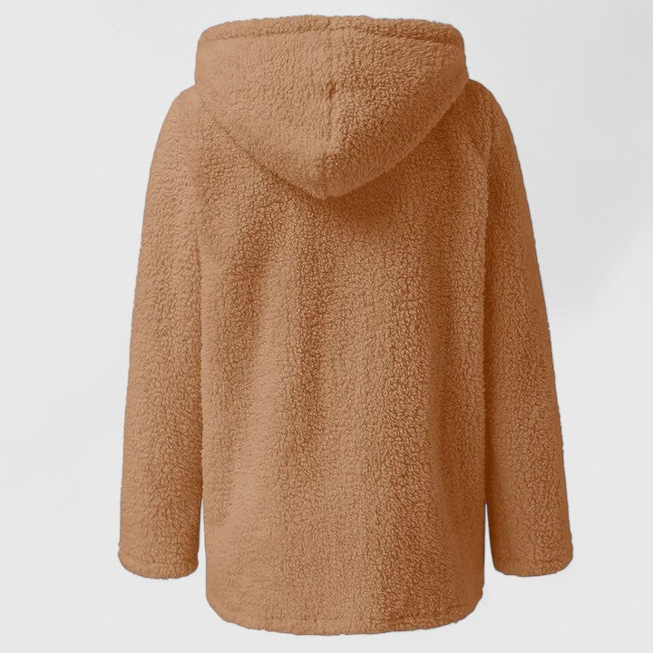 Damenjacke grau mit Kapuze und weichem Schnitt - 4 - Atelier-Zofia