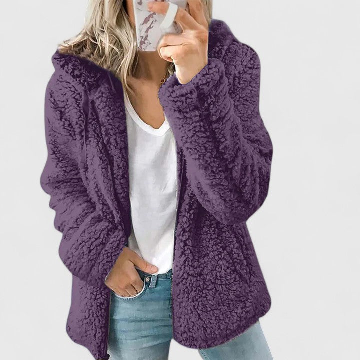 Damenjacke grau mit Kapuze und weichem Schnitt - 6 - Atelier-Zofia