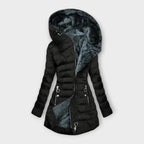 Damen Jacke schwarz figurbetont mit Kapuze und durchgehendem Reißverschluss - 2 - Atelier-Zofia