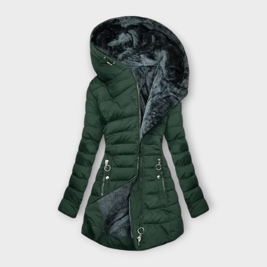 Damen Jacke schwarz figurbetont mit Kapuze und durchgehendem Reißverschluss - 3 - Atelier-Zofia