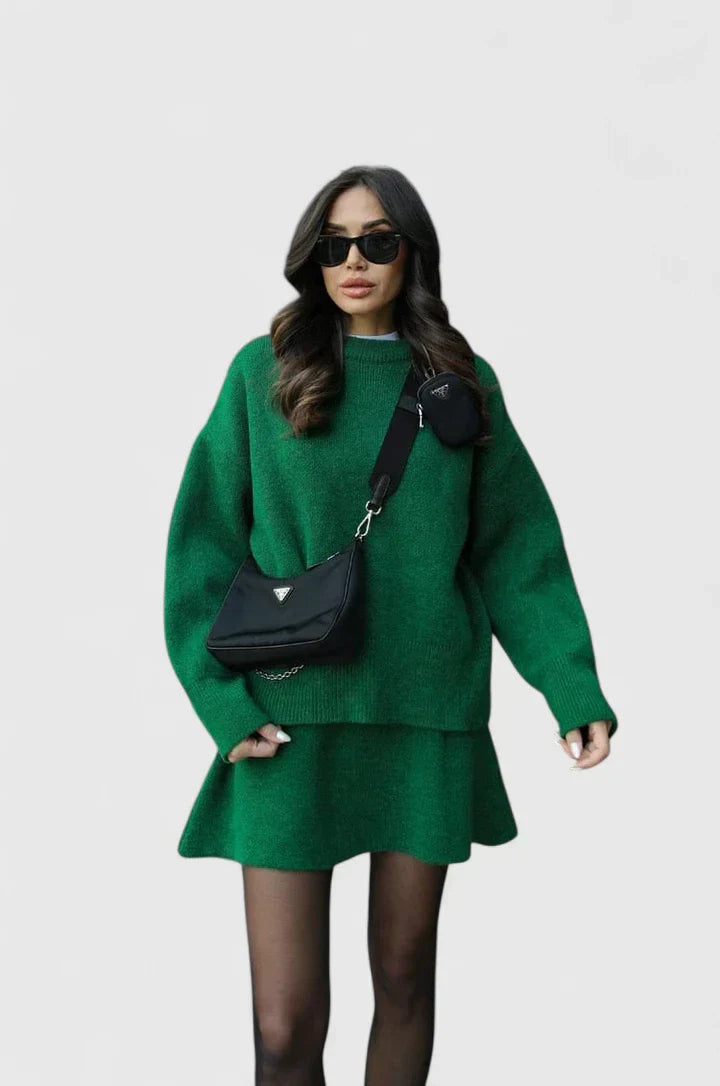 Outfit Damen grün tailliert mit weitem Schnitt - 3 - Atelier-Zofia