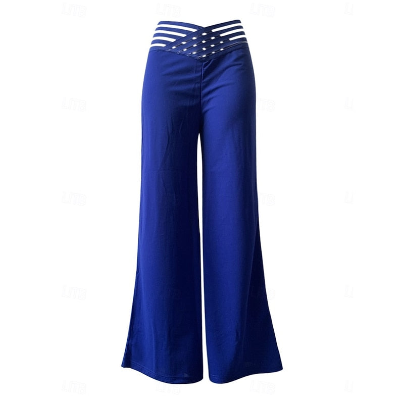 Weite Hose Damen schwarz figurbetont mit hohem Bund und Cut-Outs - 4 - Atelier-Zofia