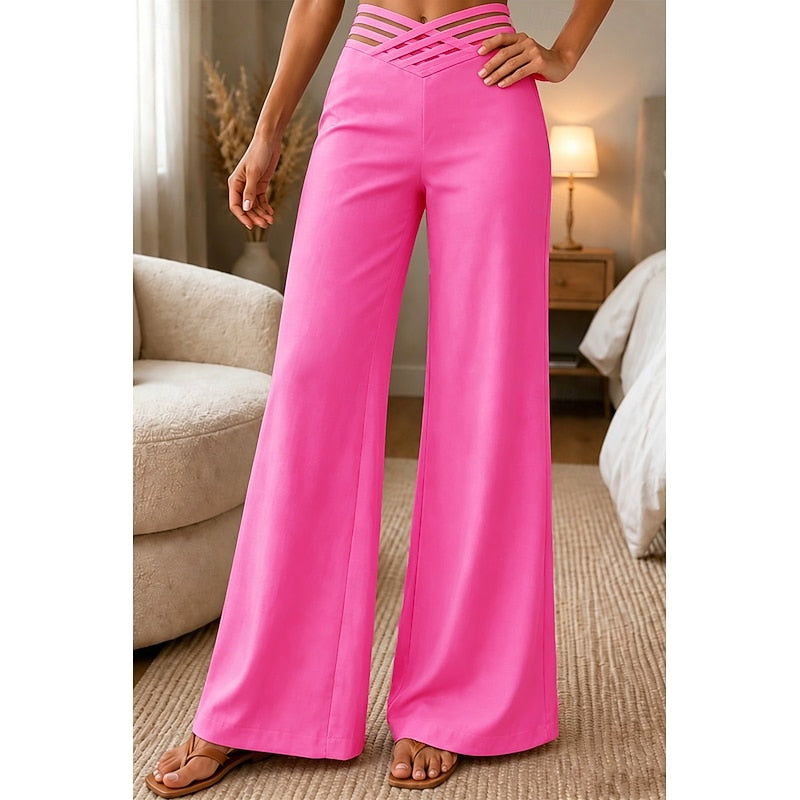 Weite Hose Damen schwarz figurbetont mit hohem Bund und Cut-Outs - 6 - Atelier-Zofia