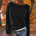 Pullover Damen schwarz weit mit weitem Ausschnitt - 2 - Atelier-Zofia