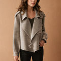 Jacke Damen beige mit weitem Schnitt und großem Kragen - 1 - Atelier-Zofia