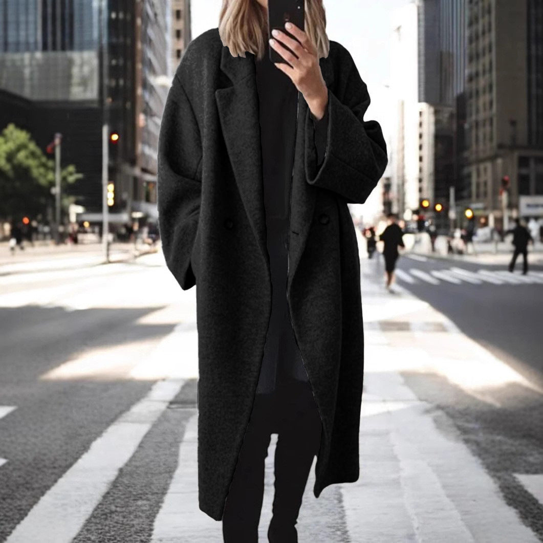Mantel Damen grau oversized mit Doppelknopfleiste - 2 - Atelier-Zofia