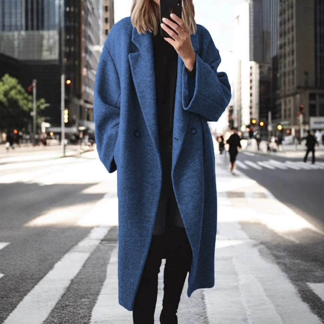 Mantel Damen grau oversized mit Doppelknopfleiste - 4 - Atelier-Zofia