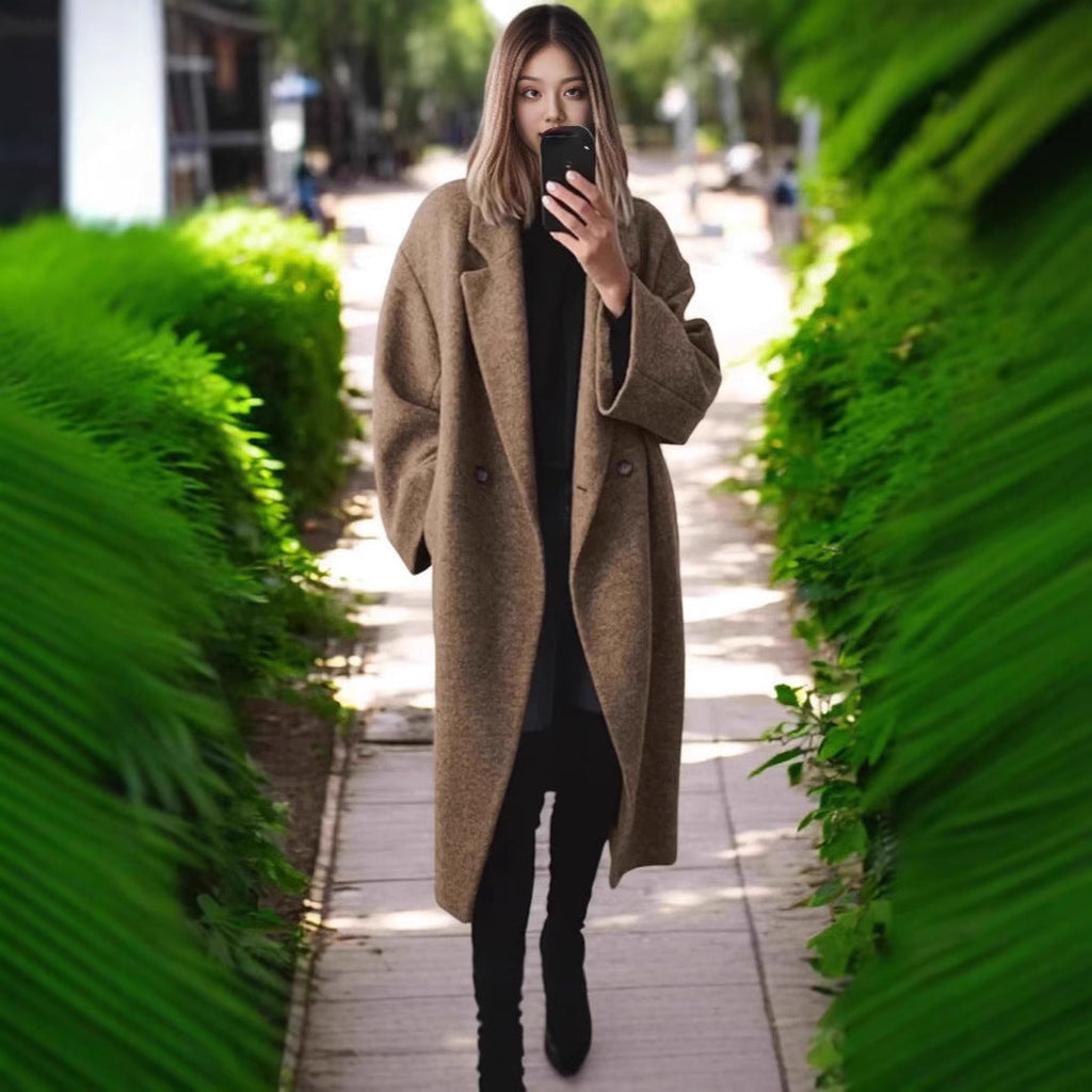 Mantel Damen grau oversized mit Doppelknopfleiste - 7 - Atelier-Zofia