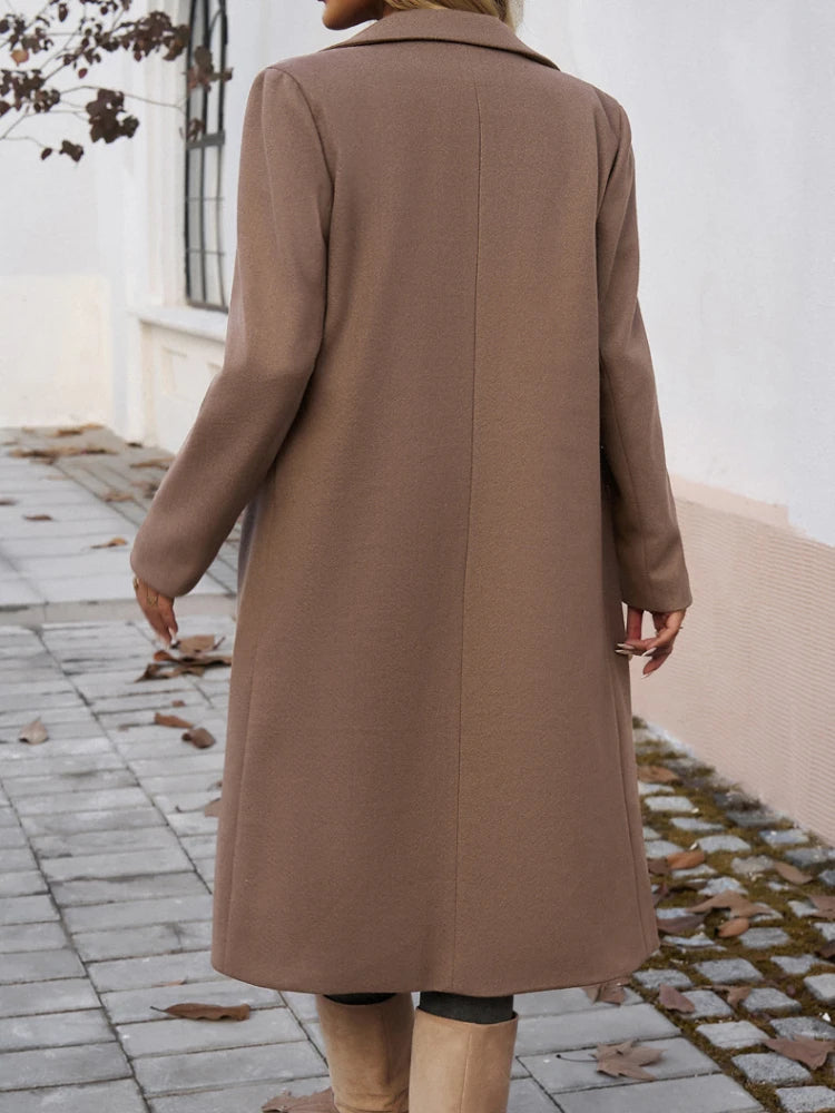 Mantel Damen beige tailliert mit Reverskragen - 3 - Atelier-Zofia