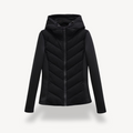 Damenjacke schwarz figurbetont mit Kapuze und Chevron-Design - 3 - Atelier-Zofia