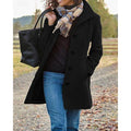 Mantel Damen grau tailliert mit Knopfleiste und Taschen - 5 - Atelier-Zofia