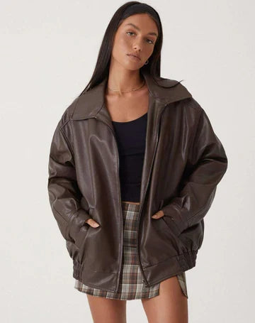 Jacke Damen braun oversize mit großem Kragen - 10 - Atelier-Zofia