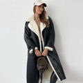 Damen Mantel schwarz tailliert mit Faux-Fur-Kragen - 1 - Atelier-Zofia