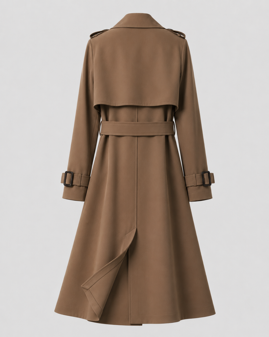 Trench Coat Damen schwarz tailliert mit Gürtel - 6 - Atelier-Zofia