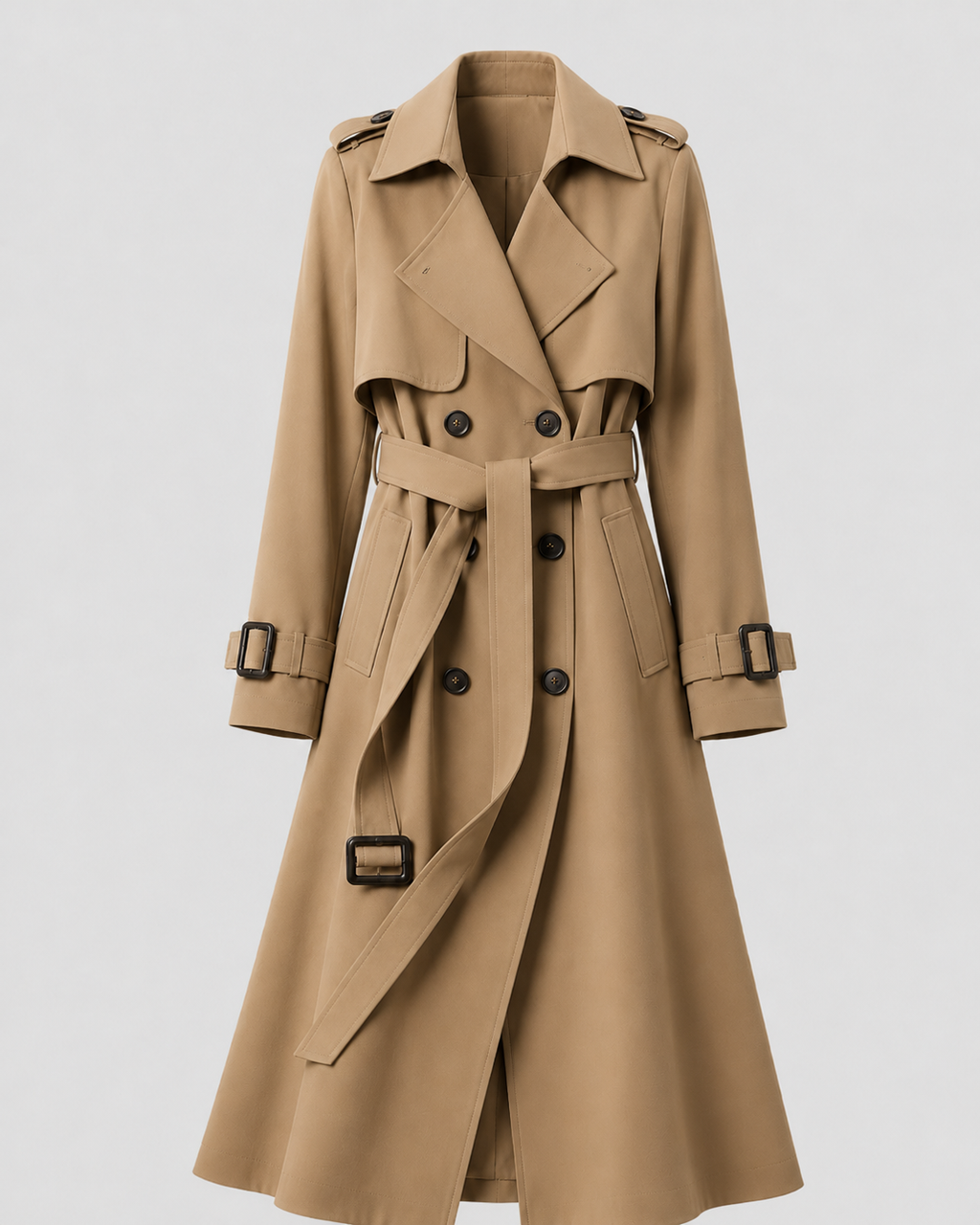 Trench Coat Damen schwarz tailliert mit Gürtel - 9 - Atelier-Zofia
