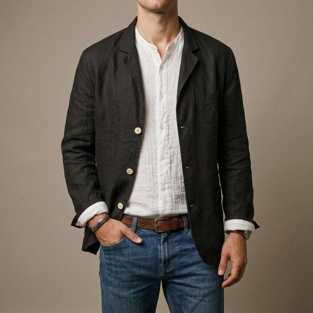 Blazer Herren schwarz tailliert mit Knöpfen - 1 - Atelier-Zofia