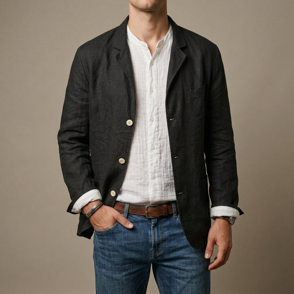 Blazer Herren schwarz tailliert mit Knöpfen - 1 - Atelier-Zofia