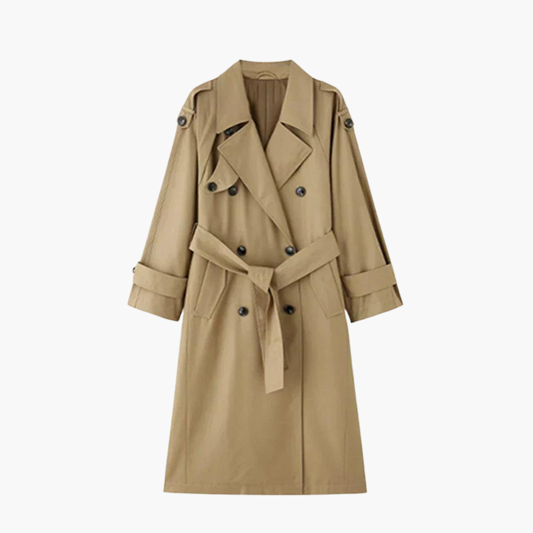 Trench Coat Damen grau tailliert mit breitem Kragen und Gürtel - 1 - Atelier-Zofia