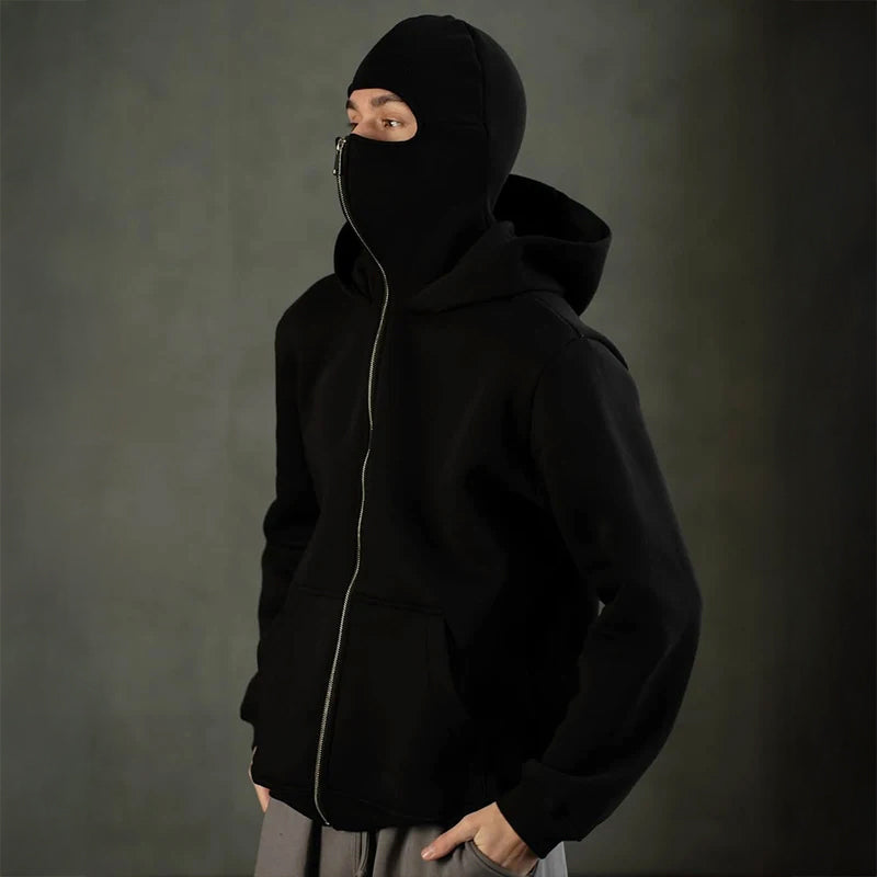 Hoodie Damen weiß mit praktischem Balaclava und Taschen - 2 - Atelier-Zofia