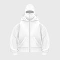 Hoodie Damen weiß mit praktischem Balaclava und Taschen - 4 - Atelier-Zofia