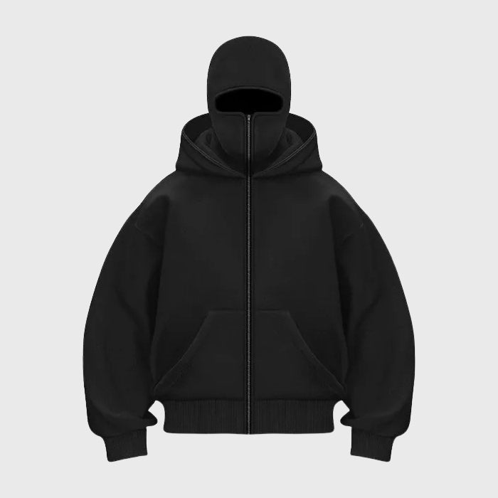 Hoodie Damen weiß mit praktischem Balaclava und Taschen - 5 - Atelier-Zofia