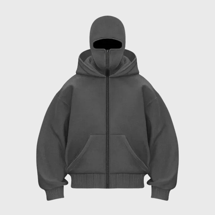 Hoodie Damen weiß mit praktischem Balaclava und Taschen - 6 - Atelier-Zofia
