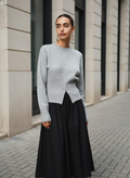 Pullover Damen grau tailliert mit V-Ausschnitt - 1 - Atelier-Zofia