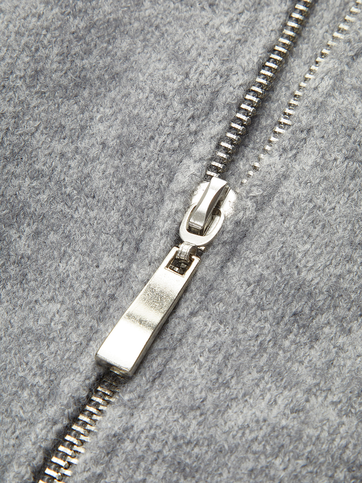 Cardigan Damen grau oversized mit hohem Kragen und Zipper - 5 - Atelier-Zofia